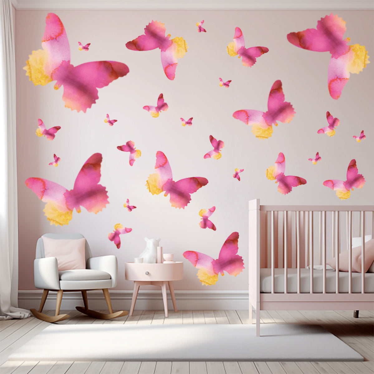 Pink Orchid Butterfly Decal Set
