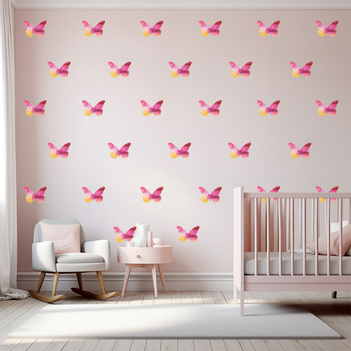 Pink Orchid Butterfly Decal Set