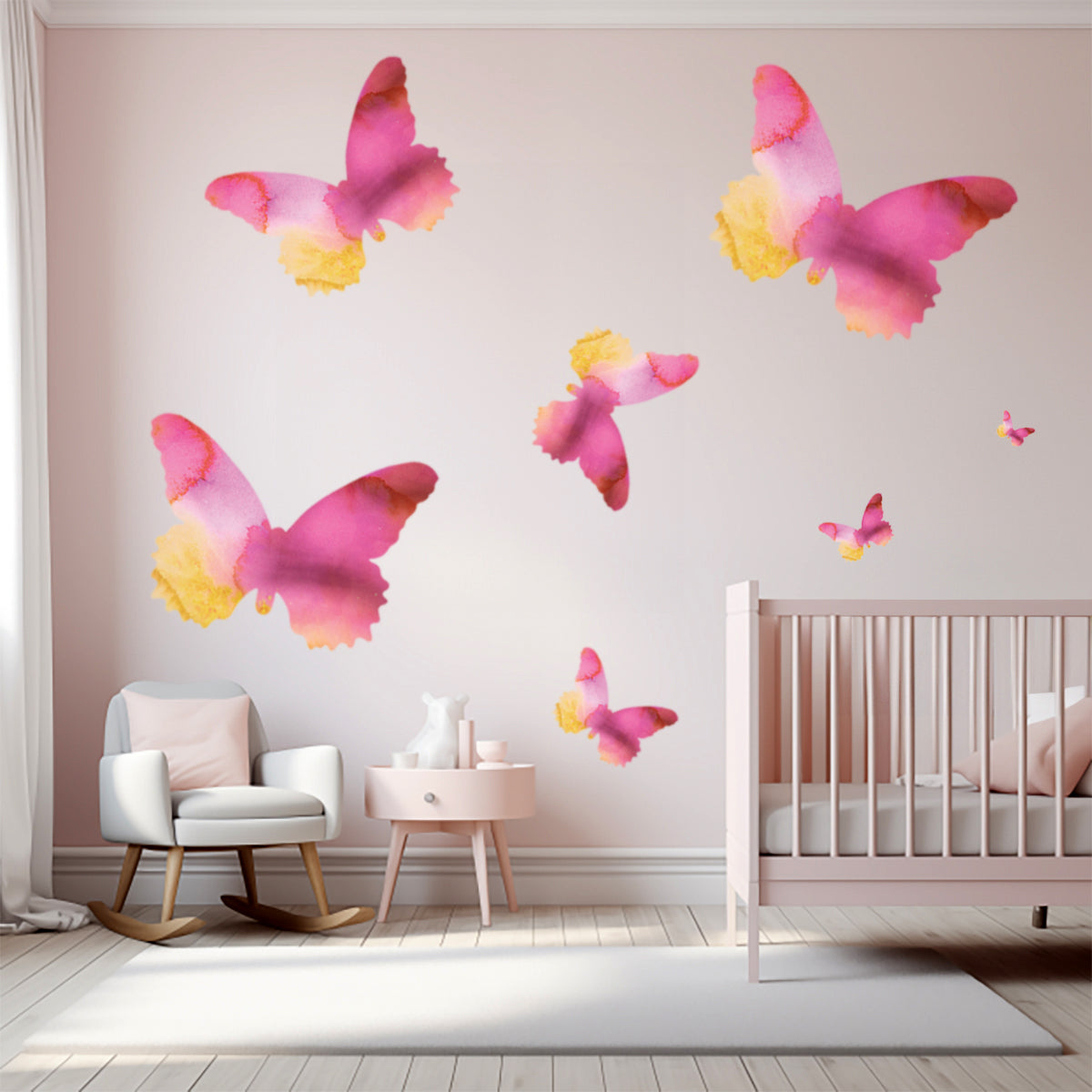 Pink Orchid Butterfly Decal Set