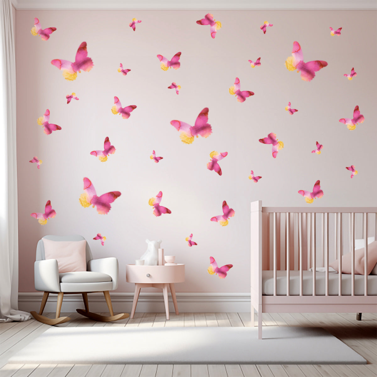 Pink Orchid Butterfly Decal Set