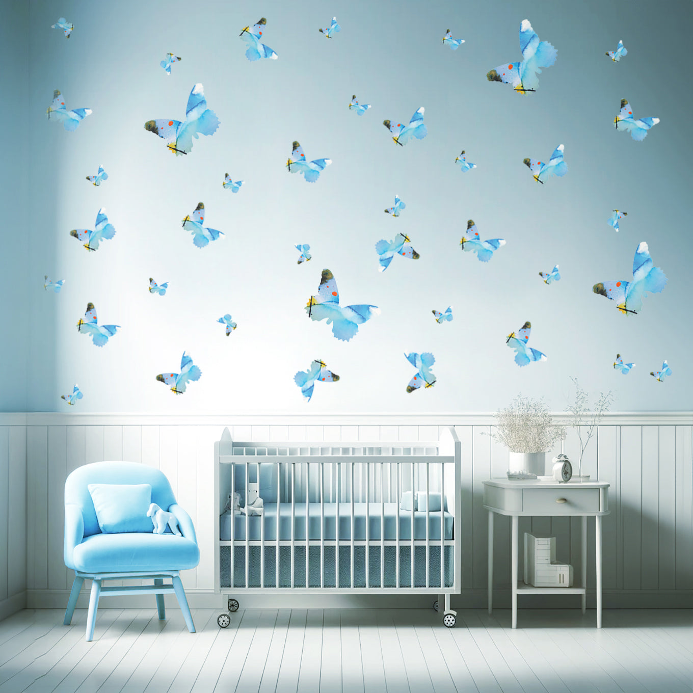 Light Blue Butterfly Decal Set