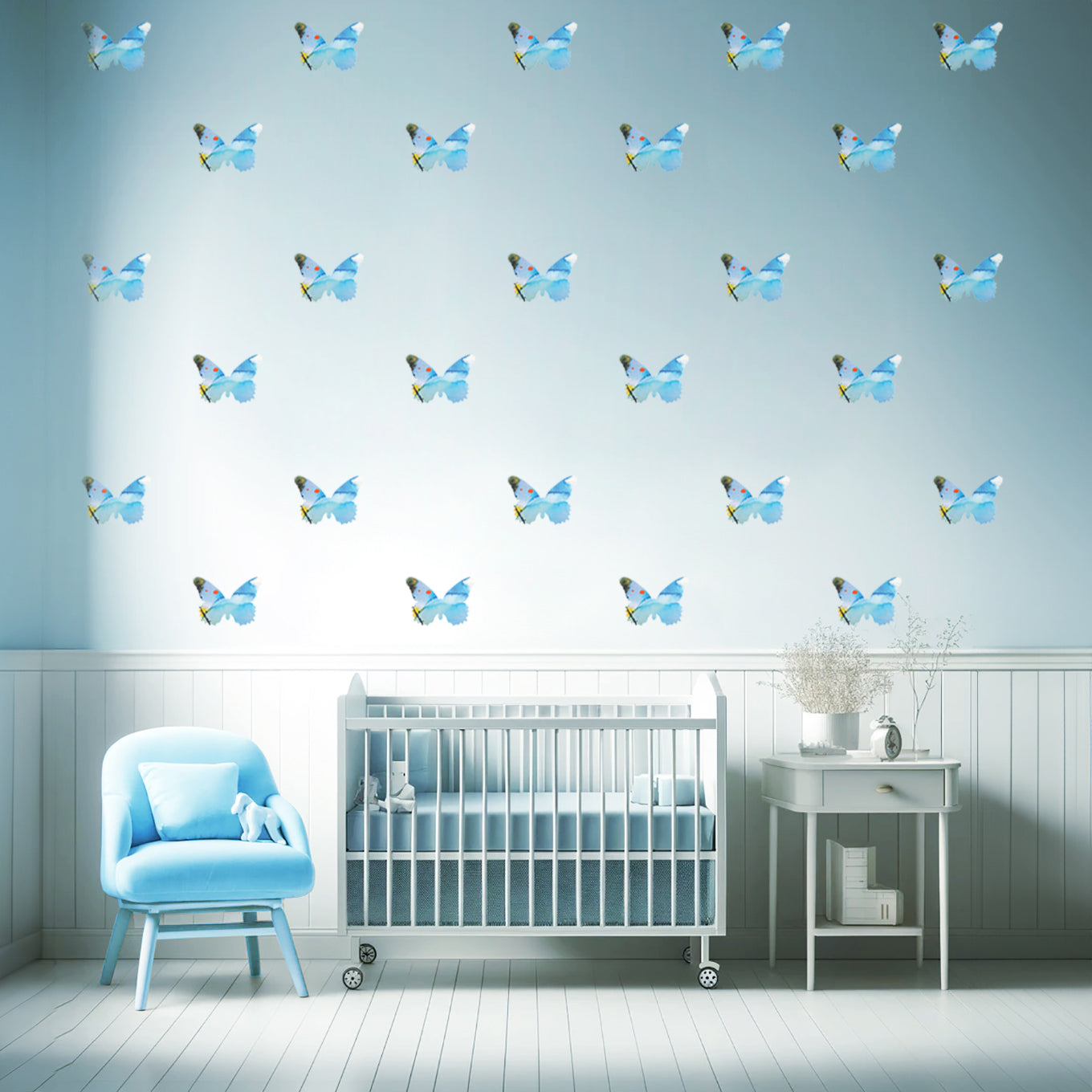 Light Blue Butterfly Decal Set