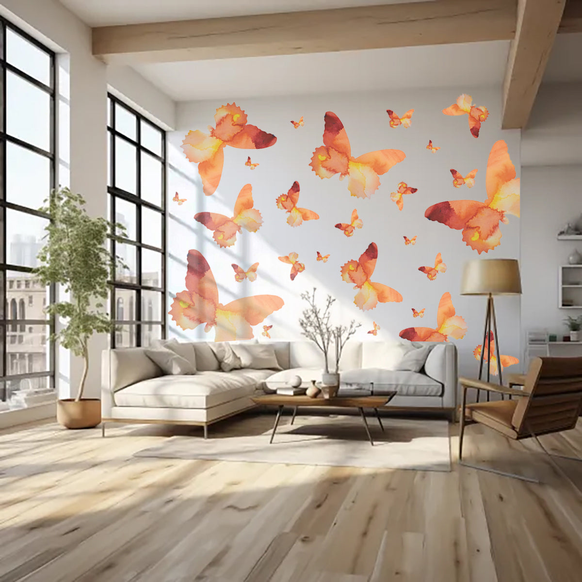 Orange Butterfly Decal Set