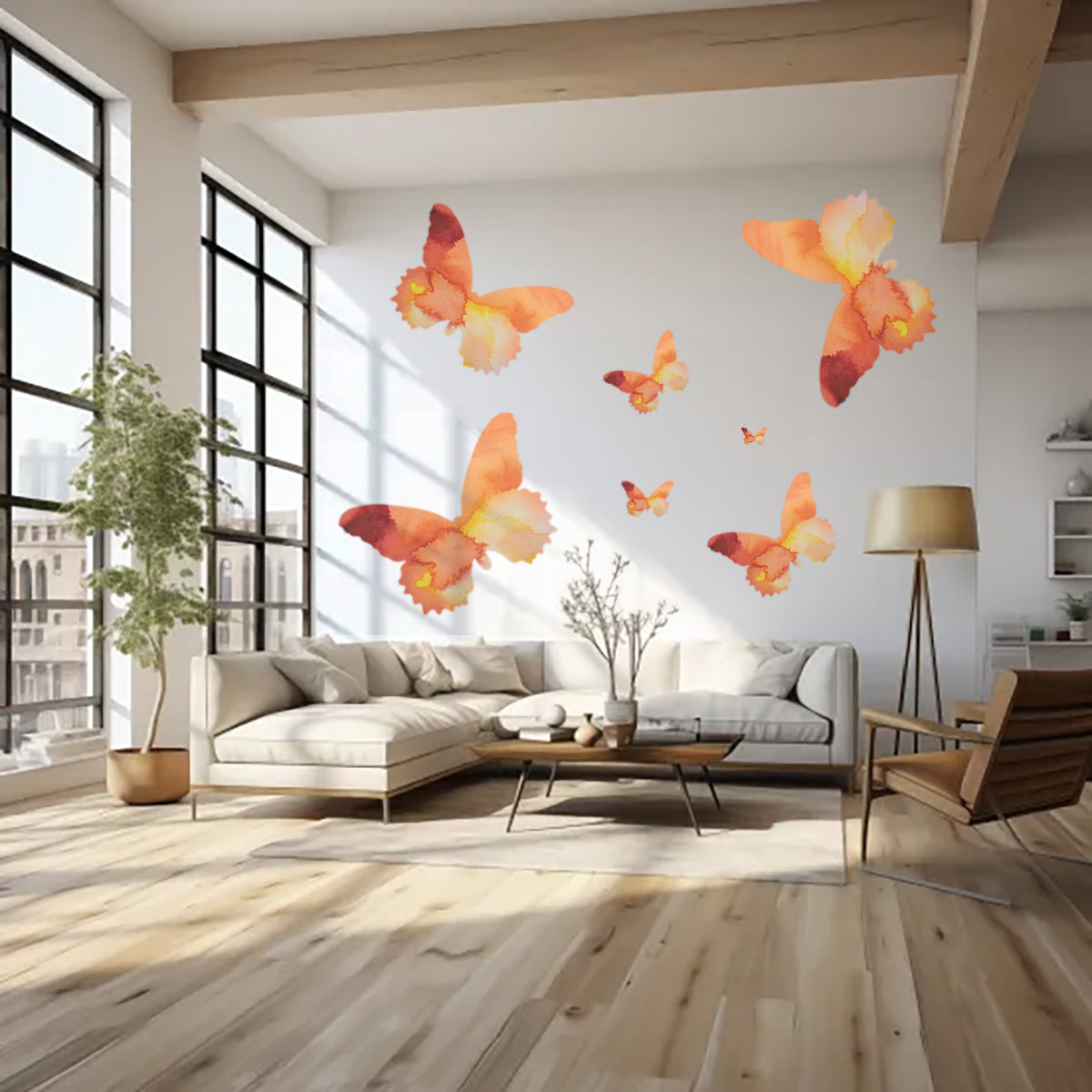 Orange Butterfly Decal Set