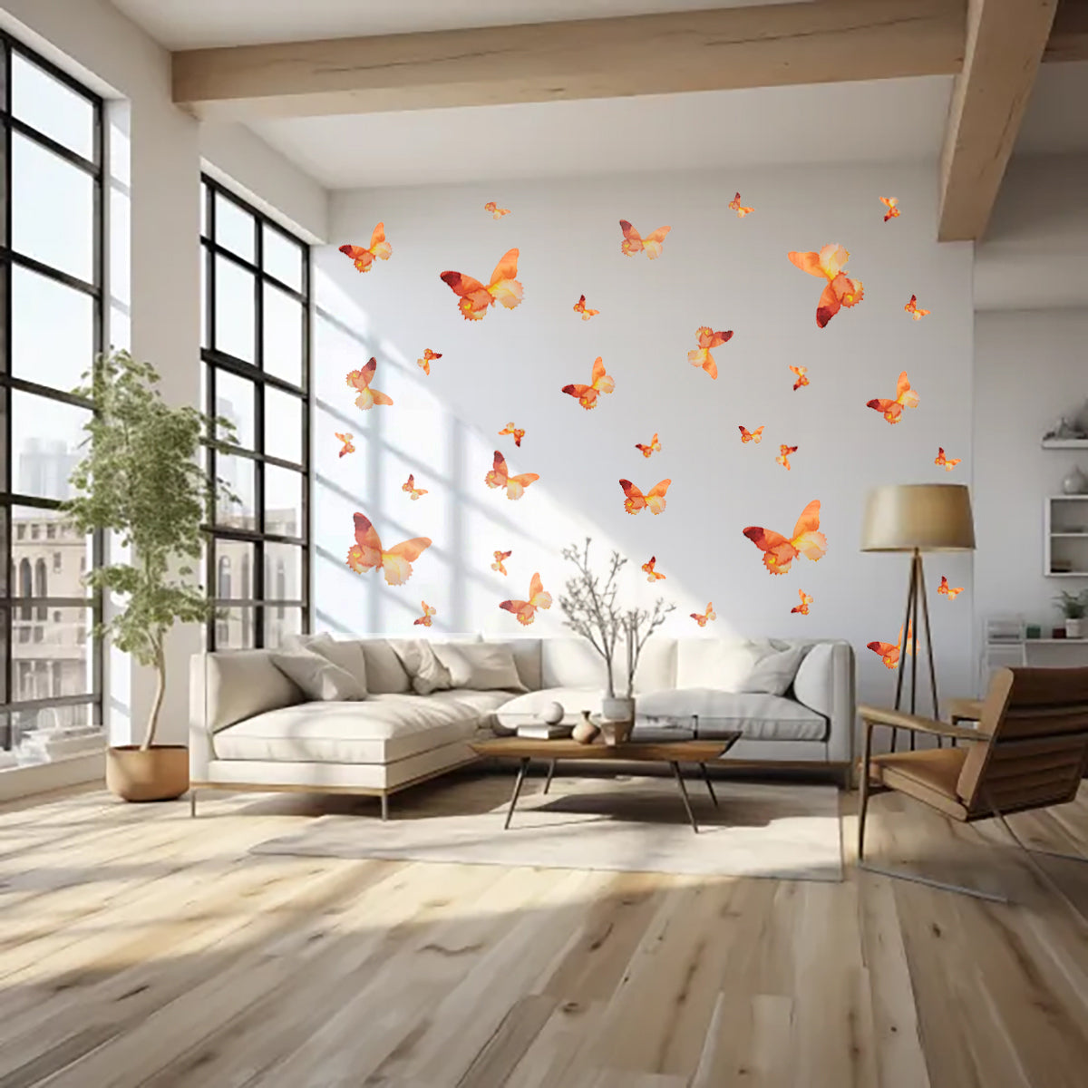 Orange Butterfly Decal Set