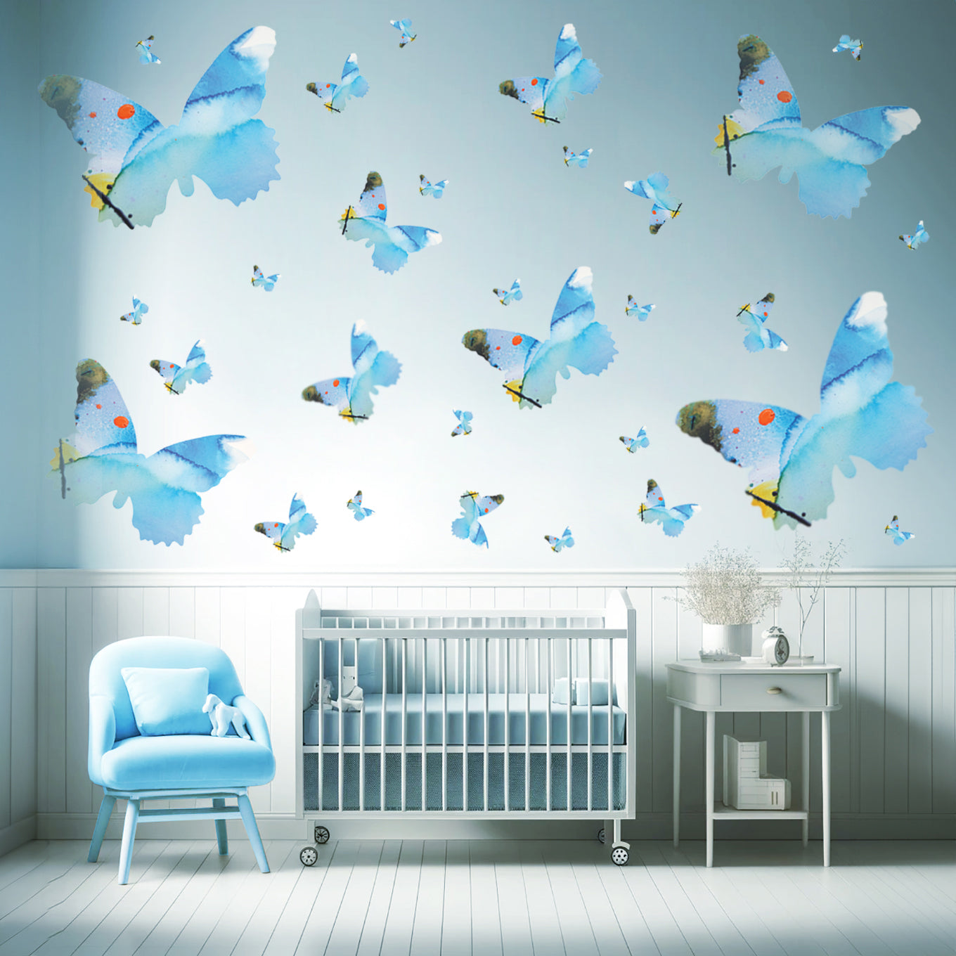 Light Blue Butterfly Decal Set