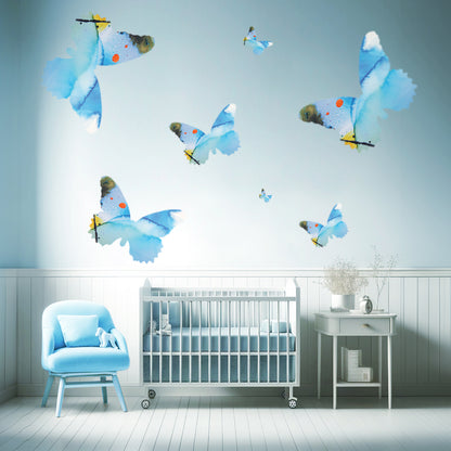 Light Blue Butterfly Decal Set